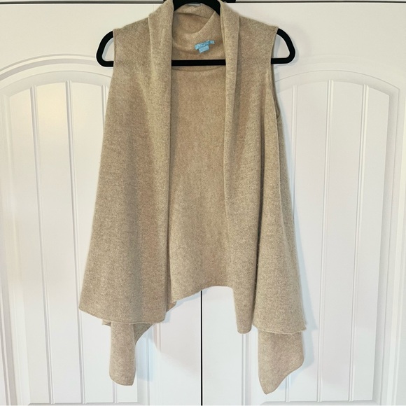 J. McLaughlin Sweaters - J. McLaughlin Tan Cashmere Sleeveless Cardigan Vest